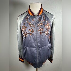 Chelsea & Violet Embroidered Bomber Jacket – Vintage-Inspired Chic - Size XS